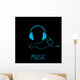 Blue Headphones with Cord Wall Decal