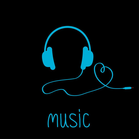 Blue Headphones with Cord Wall Decal