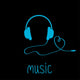 Blue Headphones with Cord Wall Decal