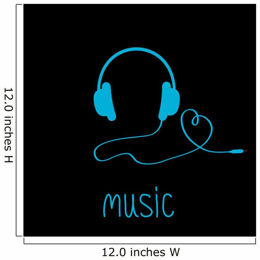 Blue Headphones with Cord Wall Decal