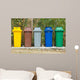 Five Color Garbage Bins Wall Decal