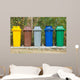 Five Color Garbage Bins Wall Decal