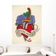 Old-school Tattoo Dagger through Wall Decal