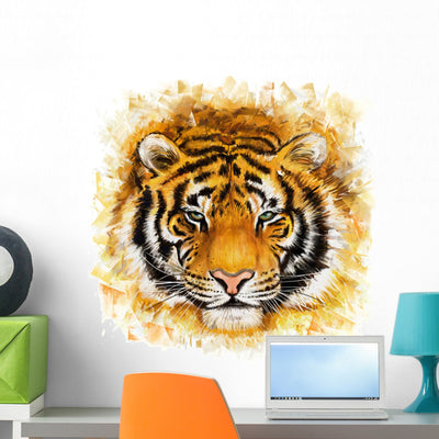 Wild Tiger Wall Decal shown on a wall
