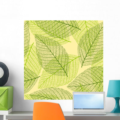 Skeleton Leaves Seamless Wall Decal shown on a wall