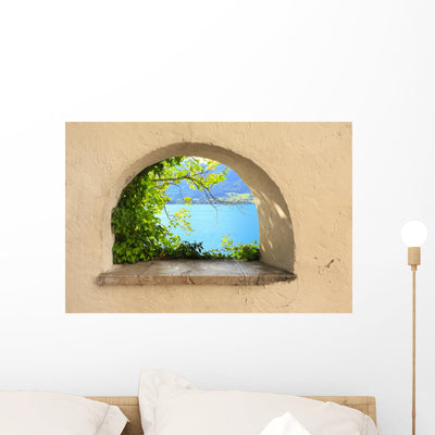 Wolfgangsee Lake from Window Wall Decal shown on a wall