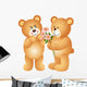 Teddy Bear Offering Flowers Wall Decal
