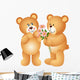 Teddy Bear Offering Flowers Wall Decal
