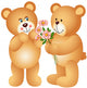 Teddy Bear Offering Flowers Wall Decal