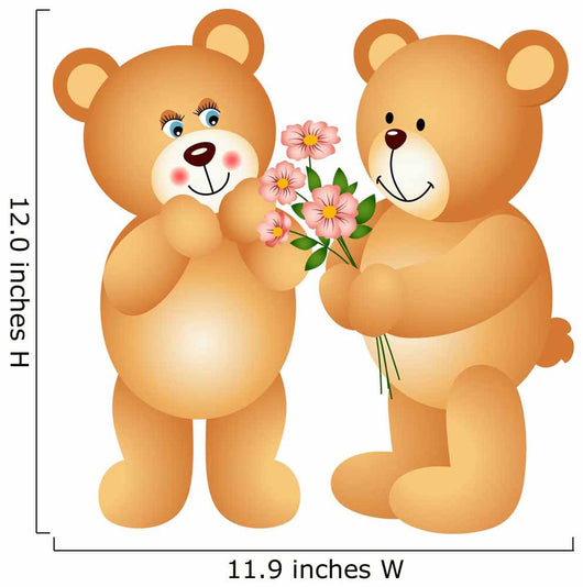 Teddy Bear Offering Flowers Wall Decal