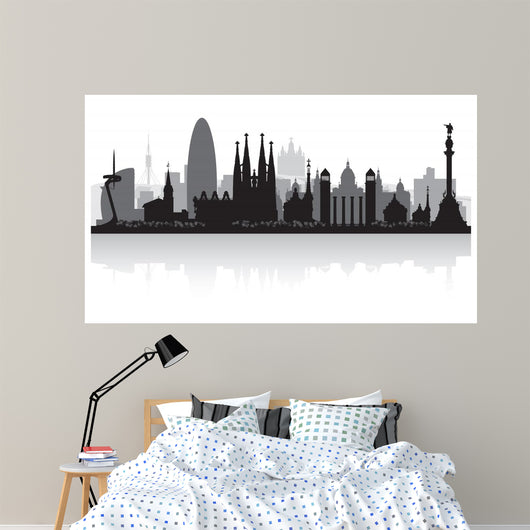 Barcelona Spain City Skyline Wall Decal