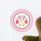 Pink Owl round Label Wall Decal