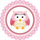 Pink Owl round Label Wall Decal