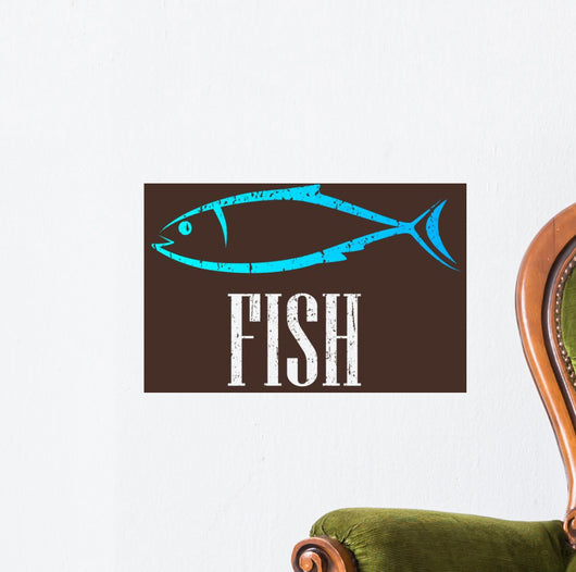 Vintage Illustration with Fish Wall Decal