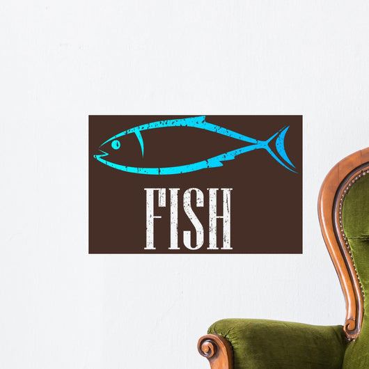 Vintage Illustration with Fish Wall Decal
