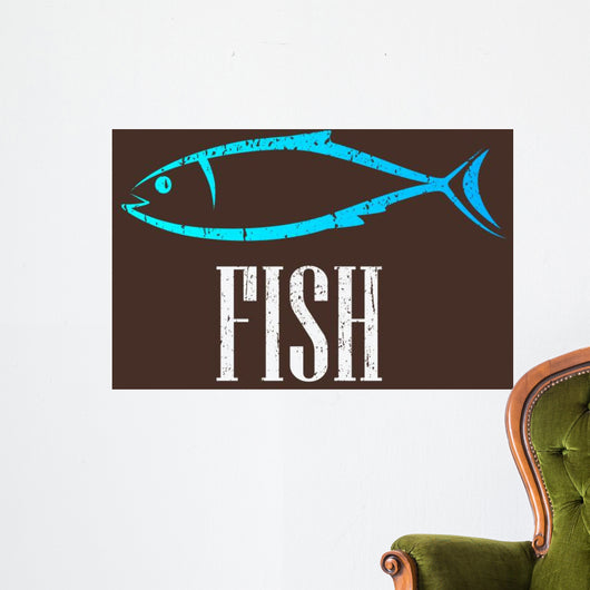 Vintage Illustration with Fish Wall Decal