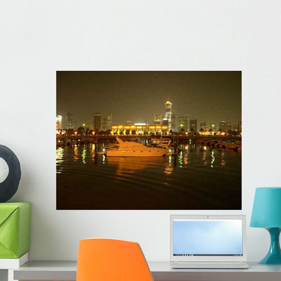 Night Kuwait City Wall Decal shown on a wall