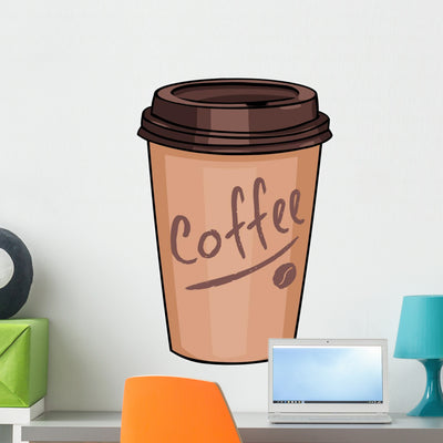 Plastic Cup with Lid Wall Decal shown on a wall