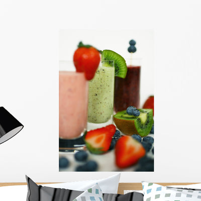 Colorful Smoothies Wall Decal shown on a wall