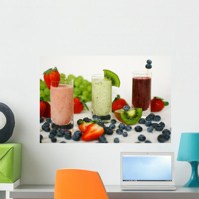 Healthy Smoothies Wall Decal shown on a wall