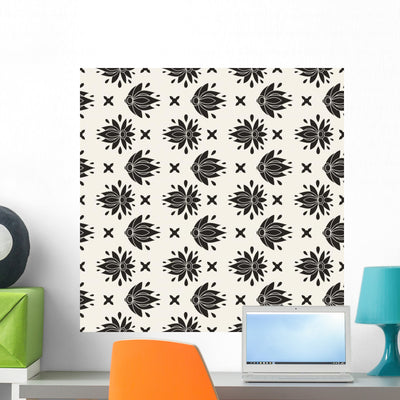 Floral Seamless Pattern Wall Decal shown on a wall