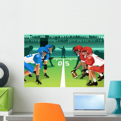 Football Players Match Wall Decal shown on a wall