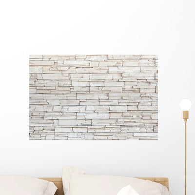 White Stone Tile Texture Wall Decal Design 2 shown on a wall