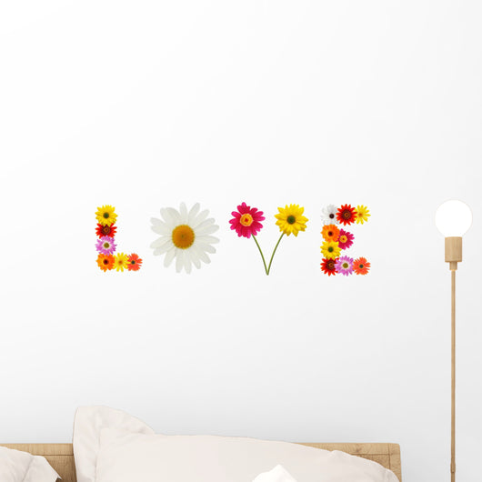Colorful Daisies Word Love Wall Decal