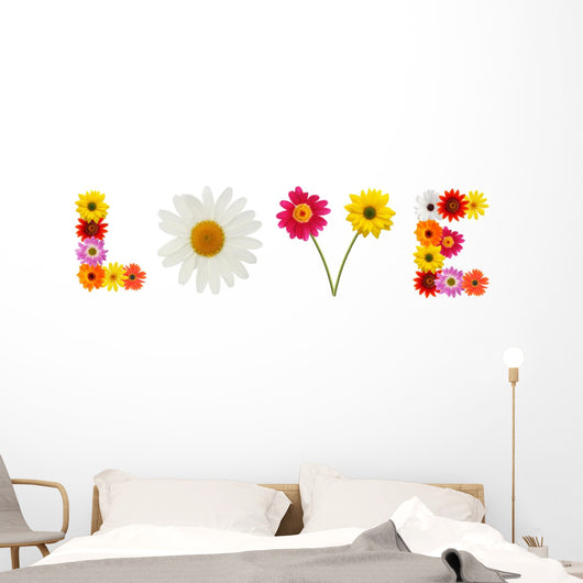 Colorful Daisies Word Love Wall Decal