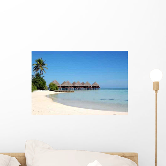And White Beach Hut Wall Decal