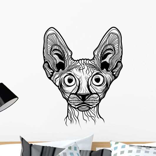Vector Illustration Cat Head Wall Decal