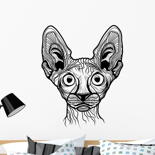 Vector Illustration Cat Head Wall Decal