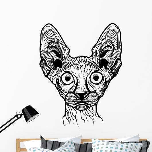 Vector Illustration Cat Head Wall Decal