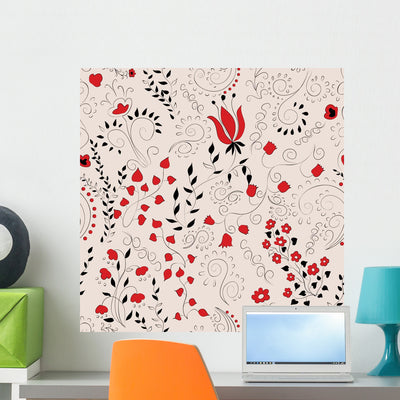 Black and Red Pattern Wall Decal shown on a wall