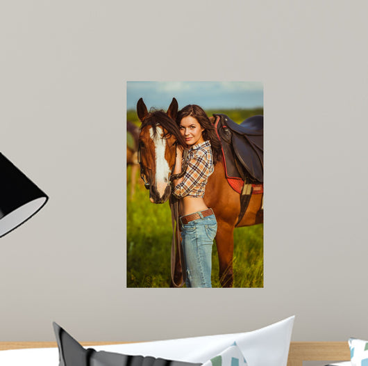 Beautiful Woman Standing near Wall Decal