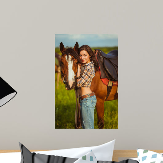 Beautiful Woman Standing near Wall Decal