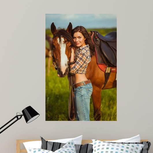 Beautiful Woman Standing near Wall Decal