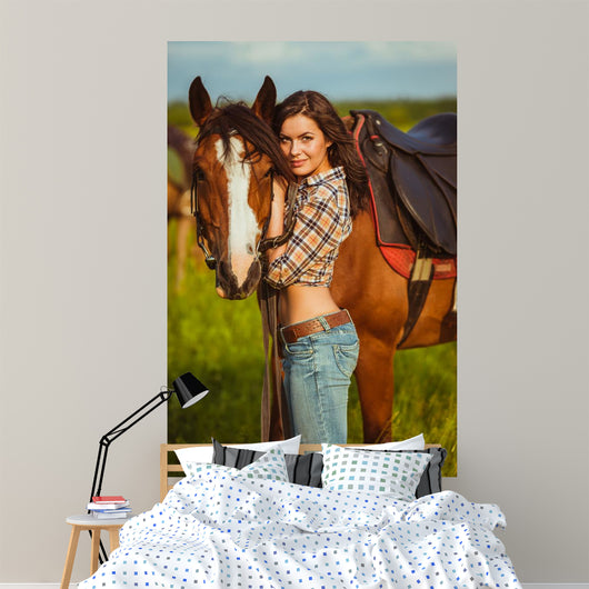 Beautiful Woman Standing near Wall Decal