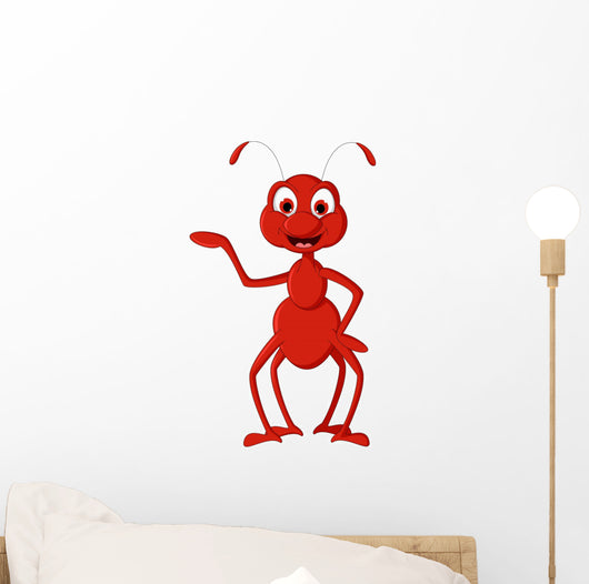 Cute Red Ant Presenting Wall Decal