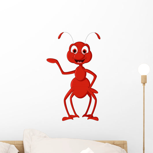 Cute Red Ant Presenting Wall Decal