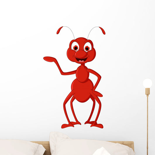 Cute Red Ant Presenting Wall Decal