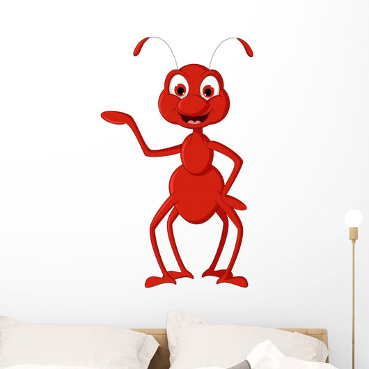 Cute Red Ant Presenting Wall Decal