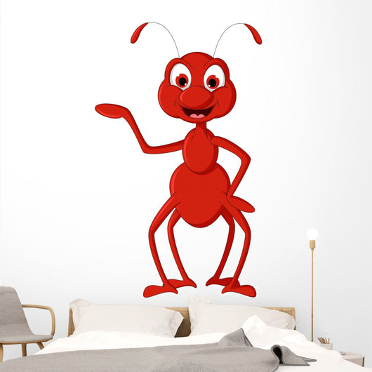 Cute Red Ant Presenting Wall Decal
