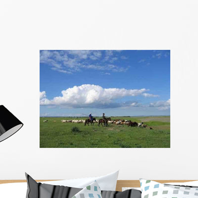 Mongol Steppe 1 Wall Decal shown on a wall