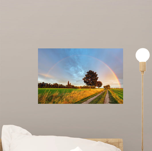 Rainbow over Field Road Wall Decal