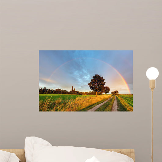 Rainbow over Field Road Wall Decal