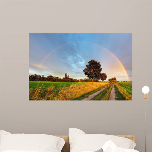 Rainbow over Field Road Wall Decal
