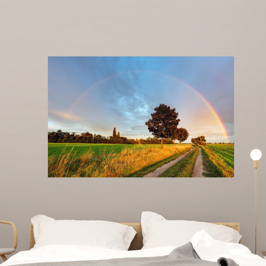 Rainbow over Field Road Wall Decal
