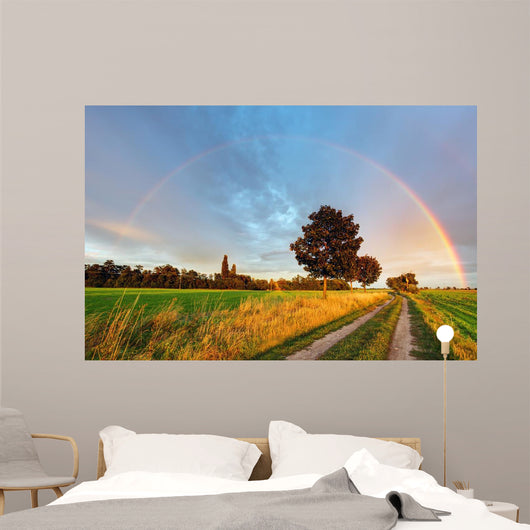 Rainbow over Field Road Wall Decal