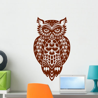 Brown Owl Wall Decal shown on a wall